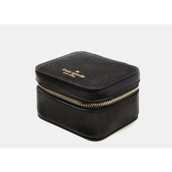 New Kate Spade Staci Jewelry Box Saffiano Leather Black - Picture 1 of 2